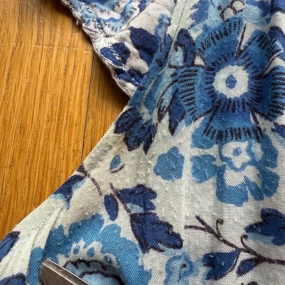 Poupette St Barth Size L Blue Floral Camila Ruffled Mini Tiered Dress - Picture 14 of 16